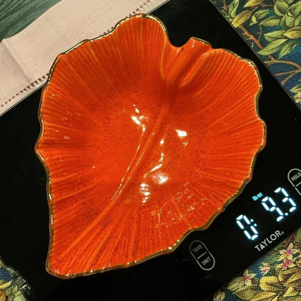 Vintage  8" California USA Orig. #629 MCM Orange Leaf Bowl